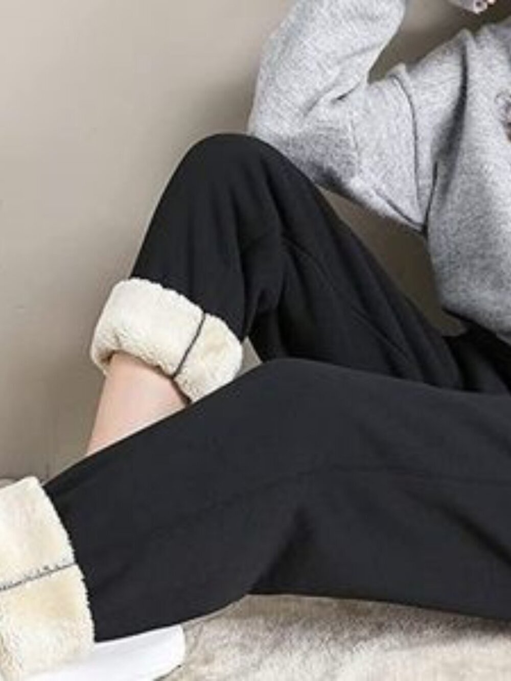 YeoKou Women’s Black Sherpa/Fleece Lined Jogger Sweatpants Drawstring Comfort XS